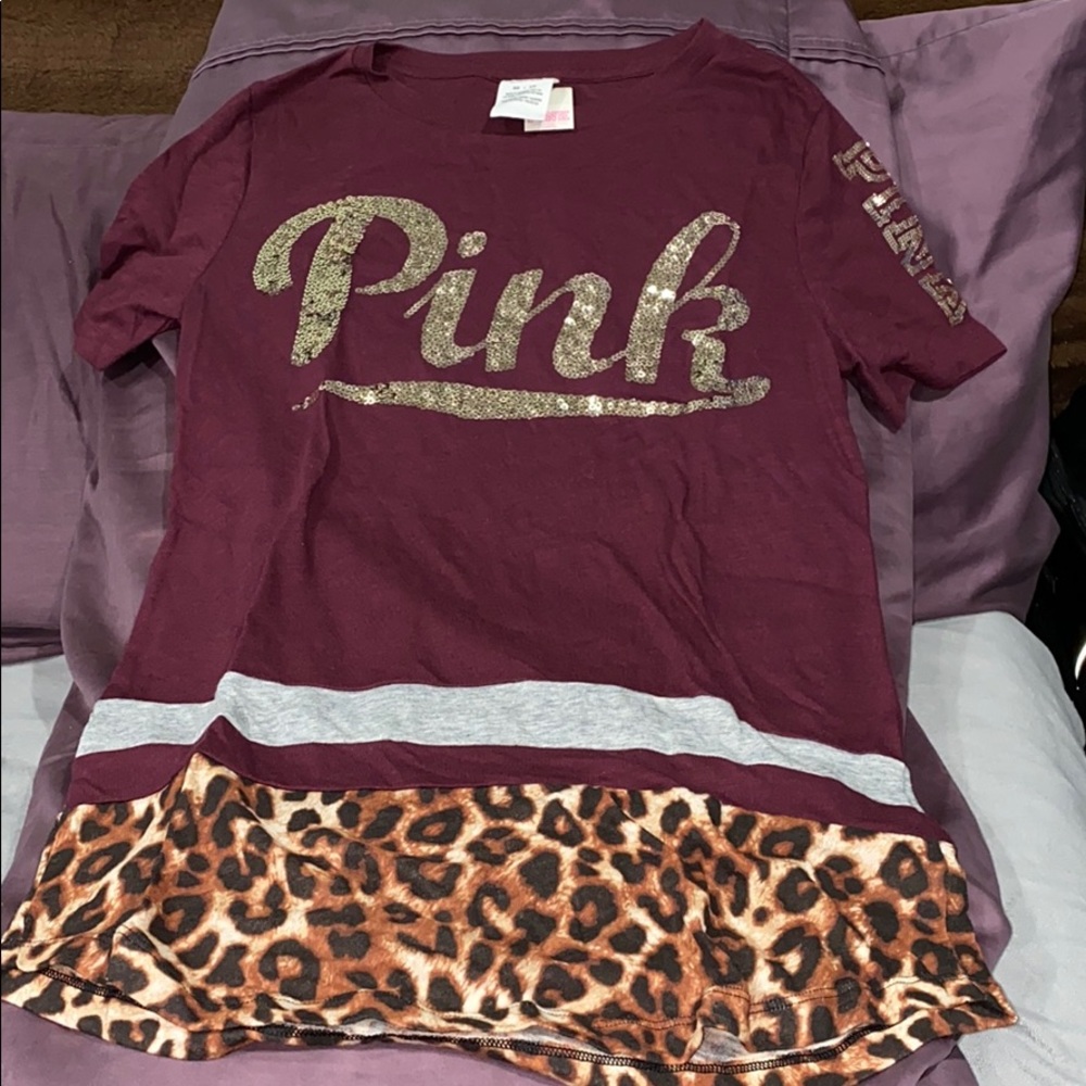 Victoria’s Secret PINK Leopard Print Sequins Tee